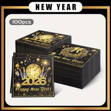 20 Stück schwarz-goldenes Thema 2026 Neujahr und Weihnachtsparty Papiertaschentücher sind Einwegtaschentücher. Sie eignen sich für Themenfeiern, Silvesterpartys, Countdown-Partys, Feiertags-Tische, Veranstaltungsdekorationen, Familienzusammenkünfte und verschiedene Feierlichkeiten. Sie sind sehr geeignet für Weihnachten, Thanksgiving,