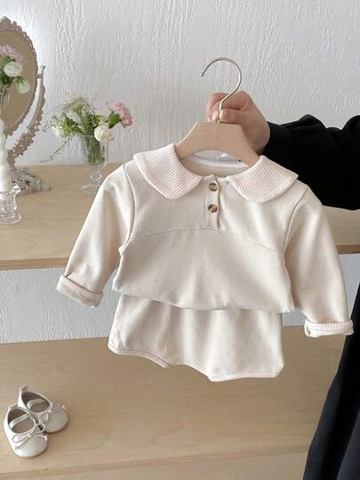 طقم بنطلون وبلوزة كاجوال جميلة للبنات الصغار، مناسب للربيع والخريف، قطعتان