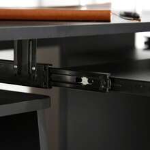 HOMCOM Computer Desk Office PC Table Workstation With Keyboard Tray, CPU Shelf, Drawers, Sliding Scanner Shelf, Black - Black - View 7