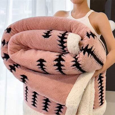 2025 最新款羊毛毯 - 600GSM 超柔软毛绒夏尔巴毯，适合沙发，温暖舒适的毛毯，适合床上、沙发、办公室、宿舍、旅行，是万圣节、圣诞节的完美礼物