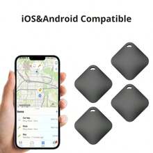 升级版 Android 蓝牙追踪器、 认证钥匙查找器/行李追踪器/物品定位器、适用于 查找我的设备 (Find Hub) 应用程序的智能追踪标签，4 个装，兼容 IOS 查找我的、双系统查找器 - 黑色 - 查看 1