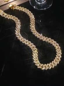 1 件镶钻菱形闪亮链项链，男女通用嘻哈百搭项链/手链，适合日常佩戴 - 菱形. - 查看 17