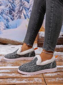 Zapatos planos para mujer, zapatos con forro térmico deslizantes, zapatos casuales, zapatos deportivos para exteriores, zapatos de invierno cálidos para mujer, suelas antideslizantes y resistentes al desgaste, cómodos y transpirables