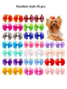 5/10/20/30pcs Cute Solid Color Bowknot Pet Supplies Fashion Pet Dog, Small Dog Accessories, Colorful Bowknot Pet Dog Hair Accessories, Random Style