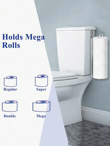 钻孔厕纸架，浴室铁艺厕纸卷架，粘在门上，厨房纸巾架 - 銀色 - 查看 6