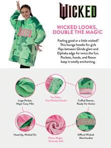 WICKED Reversible Girls Blanket Hoodie,  And  Oversized Girls Hooded Blanket, Multicoloured One Size - Multicolor - View 4