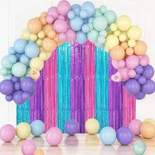 3 Pack 3.3x8.2 Feet Iridescent Transparent Foil Fringe Backdrop Curtains, Tinsel Streamers Birthday Party Decorations, Fringe Backdrop For Graduation Baby Shower Gender Reveal Disco Party-233418 - 61BluePinkandPurple - View 6