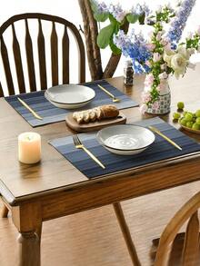 4pcs/6pcs Ombre Tablecloth, Modern Living Room & Dining Table Decor Placemats, Washable, Kitchen Table Mats, Heat Resistant & Stain Proof Table Decoration, Suitable For Home Party, Camping Outdoor Dining, Coffee Table, Spring/Summer Home Decor