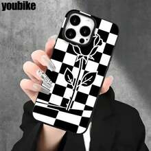 Fundas y carcasas protectoras con orificios grandes, diseño de rosas blancas y negras, compatibles con phone 16 Pro, 16, 15 Pro, 14, 14 Plus, 14 Pro, 13, 13 Pro, 12 Pro y 11/11 Pro. Regalos para cumpleaños y celebraciones. - Negro - Ver 5