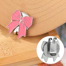 2pcs Magnetic Ball Marker With Hat Clip, Cute Bow Shape Strong Magnet Ball Marker Versatile Decoration Accessories Men Women Golfer Pink, Blue - initial - View 3