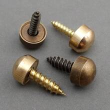 3 piezas de tornillos decorativos de latón antiguo con tapas, tornillos autoperforantes con acabado espejo de 9 mm para fijación de muebles, latón y bronce