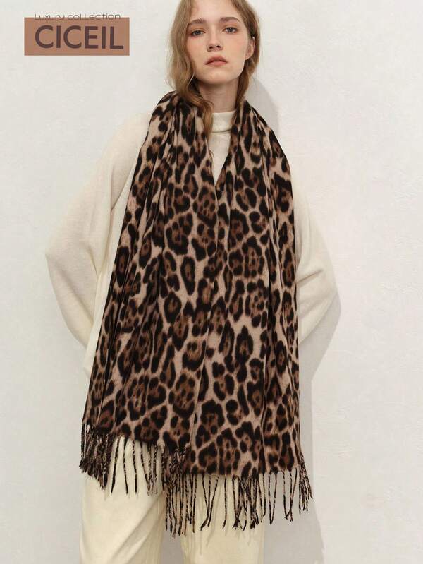 1 pieza Bufanda de estampado de leopardo de moda casual