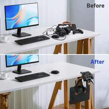 Un nuevo y versátil soporte dos en uno para auriculares y mando de juegos, con capacidad para dos mandos y un auricular. También sirve para colgar auriculares y otros artículos. Es perfecto para usar en casa, en la oficina, en un estudio, en una residencia universitaria o junto al televisor. - Negro - Ver 6