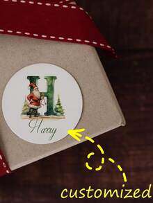 Personalisierte Namens-Weihnachts-Aufkleber in den Größen 40*40/50*50/70*70mm, jeweils 12/10/7 Blätter, mit klassischen Weihnachts-Etiketten, Weihnachtsgeschenk-Anhängern, Weihnachtsmann-Anfangsbuchstabe-Aufklebern und Umschlag-Siegeln.