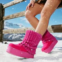 lunryet Women's Platform Fur Boots, Fuzzy Fleece Lined Ankle Booties, Anti-Slip BONA-6 - FUCHSIA - 查看 6
