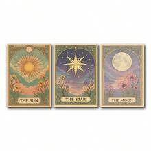 Tranh vẽ trên vải hình lá bài Tarot Mặt Trời, Mặt Trăng, Sao, Tranh treo tường chủ đề bầu trời sao, Tranh áp phích chiêm tinh, Nghệ thuật Tarot, Tranh áp phích chiêm tinh cổ điển, Tác phẩm nghệ thuật phong cách Boho huyền bí, Trang trí nhà cửa, Trang trí phòng khách, Trang trí tường, Không khung - Nhiều màu - Xem 6