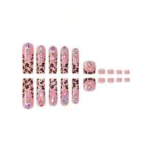 48Pcs Leopard French Tips Press On Nails Long Stiletto Fake Nails With Green Striped Design Zebra French Tips Press On Toenails Rhinestones False Toenails Short Square Fake Toenails For Women Manicure-363629 - FGH-22 - Xem 5