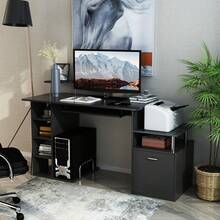 HOMCOM Computer Desk PC Workstation With Drawer Shelves CPU Storage Rack Home Office Furniture 152 X 60 X 88cm (BLACK) - Negro - Ver 7