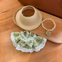 (仅娃娃衣服) 适用于 17cm娃娃时尚高端套装：Labobo透气草帽、双层白边镂空公主裙、项链、闪亮高端套装 - 彩色 - 查看 10
