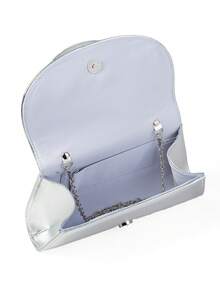 1 Stück silberne Palmen-Muster Damen Abendtasche, modisch und elegant, geeignet für Hochzeit/Party/Abschlussball/Bankett