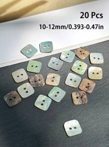 20 Peças Botões de Concha Elegantes, Botões de Concha Assimétricos Escamados - Redondos e Quadrados, Botões de Concha Natural Não Tingidos, Adequados para Camisas, Unissex, Acessórios Decorativos de Costura Multifuncionais para Camisas, Suéteres e Artesanato DIY