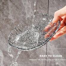 Juego de 6 platos de cena, plato de cena transparente con ondas de agua, plato de hueso, plato de ensalada, vajilla reutilizable apta para plato de pastel, pasta, filete, fruta en restaurantes, cocinas, picnics al aire libre, escuelas