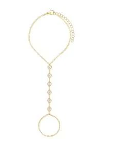 1pc Gold Hand Chain Bracelets For Women 14k Gold Plated Cubic Zirconia Link Chain Bracelet Set, Ring Bracelet Hand Chain Jewelry For Her,Birthday Gifts, Fashion Jewelry Gifts