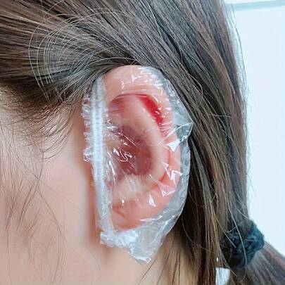 100 Disposable Earmuffs, Soft And Comfortable, Earmuffs, Used When Dyeing Hair And In Hair Salons, These Are Plastic And High-Quality Ear Pads, They Are Suitable For Bathing, Showering Earmuffs