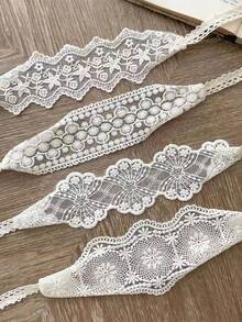 1pc Vintage Floral Lace Headband,Refreshing Scandinavian Style Headband,Headscarf,Decorative Accessory,Suitable For Daily Wear - Multicolor - View 2