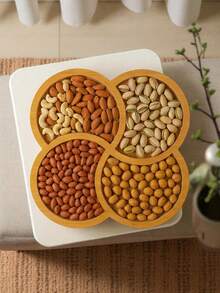 MDF Snack Bowl 30x26cm For Snacks Such As Barbecue Cold Food Clover Tray 4 Compartments Practical And Easy