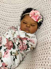 Reborn Baby Dolls Girl - 19 Inch Soft Weighted Body Lifelike Newborn Girl Doll, Handmade Realistic Sleeping African American Baby Doll That Look Real, Gift Set For Kids Age 3+