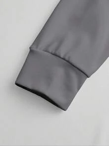 男士春夏/秋冬漸層色字母藝術印花防皺連帽衛衣與彈性腰抽繩運動長褲套裝，街頭時尚休閒戶外運動穿搭 - 灰色 - 查看 5