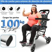 Silla de ruedas plegable, silla de ruedas para ancianos, silla de ruedas para adultos, silla de ruedas retráctil, equipada con cinturón de safe, capacidad de carga hasta 100 kg, reposabrazos plegables, reposapiés giratorios y extraíbles, equipada con función de freno de estacionamiento, función de freno de bloqueo de la rueda trasera, tamaño compacto, se puede poner en una bolsa - Negro - Ver 3