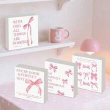 1/4/10件粉色木盒蝴蝶结桌面摆件卧室宿舍书桌装饰同学女友惊喜女生励志圣诞礼物 - 彩色 - 查看 1