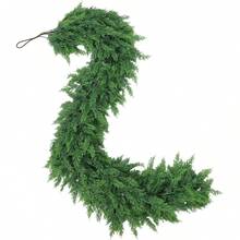 Christmas Cedar Pine Garlands, Artificial Cedar Garland, Realistic Green Artificial Greenery Garland For Table, Mantle, Wall, Indoor, Outdoor Christmas Decorations