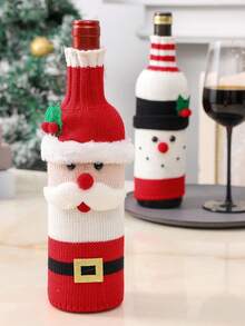 1PC Christmas Wine Bottle Set, Festive Champagne And Red Wine Creative Drinkingware, Hotel Tableware, Restaurant, Holiday Decoration Items Home Decor Christmas Decorations Room Decor
