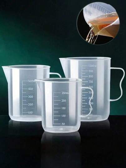 Copo medidor de líquidos de plástico durável de 1 peça - Utensílio de cozinha multifuncional para medições precisas em assados e cozimentos - Utensílio de cozinha essencial para chefs domésticos, utensílio de cozinha (cor/padrão aleatórios)