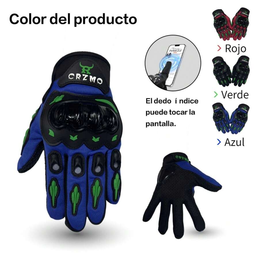 Guantes de motocicleta: transpirables, compatibles con pantallas táctiles, agarre antideslizante, equipo de motociclismo para hombre y mujer: mayor control y , diseño moderno, material flexible, para deportes al aire libre, estilo atlético, construcción duradera, ideal para motociclistas. - Azul - Ver 1