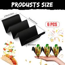 Set Of 6 Taco Holder Stands, Large Size, V-Shaped Design, Dishwasher & Microwave , Perfect For Taco Night & Parties - 黑色 - 查看 2