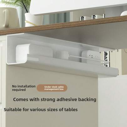 No-Screw Under Desk Cable Management Tray - Self-Adhesive Installation, Cable Management, Cable Management Under Desk, Desk Wire Management, Cable Tray, Under Desk Cable Organizer