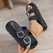 2025 Autumn Women's Flat Sandals - Simple Buckle-Style Shoelaces, Comfortable And Versatile, Capable Of Shaping The Figure, Breathable And Durable. Suitable For Indoor Home Wear Or Daily Outings. Practical And Fashionable Autumn Women's Shoes.