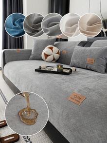 1 szt. Jednokolorowy, wodoodporny pokrowiec na sofę, skórzana etykieta, antypoślizgowy spód, przyjazny dla zwierząt, nie gubiący sierści, odpowiedni do sypialni, salonu, biura, wystroju wnętrz, pasuje do sof jednoosobowych, dwuosobowych, trzyosobowych, czteroosobowych i modułowych