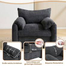 Modernes Design, Chenille-Stoff, übergroßer Sessel, dekorativer Stuhl, Einzelsofa, Freizeitstuhl, geeignet für Wohnzimmer und Schlafzimmer - Grau + Chenille + 1 Sitz - Übersicht 8