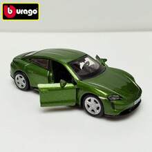 Burago 1/64 مقياس بورشه 911 جي تي 2 آر إس / تايكان تربو إس نموذج سيارة معدنية محاكاة أصلية معتمدة رسميًا، هدية عيد ميلاد للرجال، ديكور وزخرفة - تايكان توربو إس جرين - مشاهدة 3