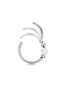 1 chiếc nhẫn bấm vách ngăn 16G bằng thép không gỉ, đồng thau, đá CZ, sụn Opal, vòng xoắn ốc, khuyên tai hình vành tai, khuyên mũi, vòng bấm phân đoạn có bản lề, đồ trang sức xỏ khuyên - Vòng mũi - Xem 20