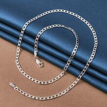 Elegante collar de cadena plateada en plata de ley de 16 a 30 pulgadas - perfecto para bodas y compromisos, material duradero para uso diario y regalo de joyería elegante para fiestas