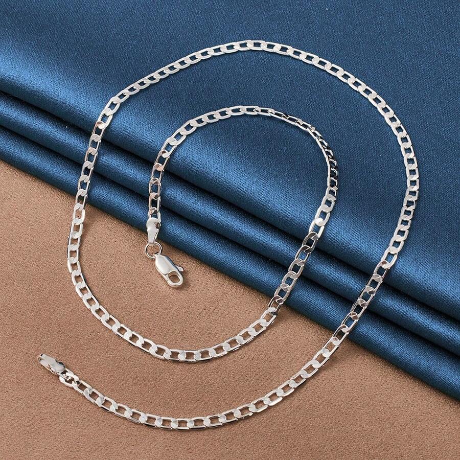 Elegante collar de cadena plateada en plata de ley de 16 a 30 pulgadas - perfecto para bodas y compromisos, material duradero para uso diario y regalo de joyería elegante para fiestas