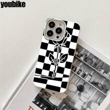 Fundas y carcasas protectoras con orificios grandes, diseño de rosas blancas y negras, compatibles con phone 16 Pro, 16, 15 Pro, 14, 14 Plus, 14 Pro, 13, 13 Pro, 12 Pro y 11/11 Pro. Regalos para cumpleaños y celebraciones. - Negro - Ver 8
