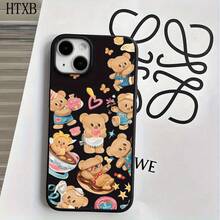 Fundas y carcasas protectoras con diseño de osito, diseño de osito, compatibles con phone 16 Pro Max, 16, 15 Pro, 14, 14 Plus/14 Pro Max, 13, 13 Pro, 12 Pro y 11/11 Pro. Regalos para cumpleaños y fiestas - Negro - Ver 8