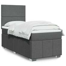 vidaXL Boxspringbett mit Matratze Dunkelgrau 80x200 cm Stoff - Grau - Übersicht 1